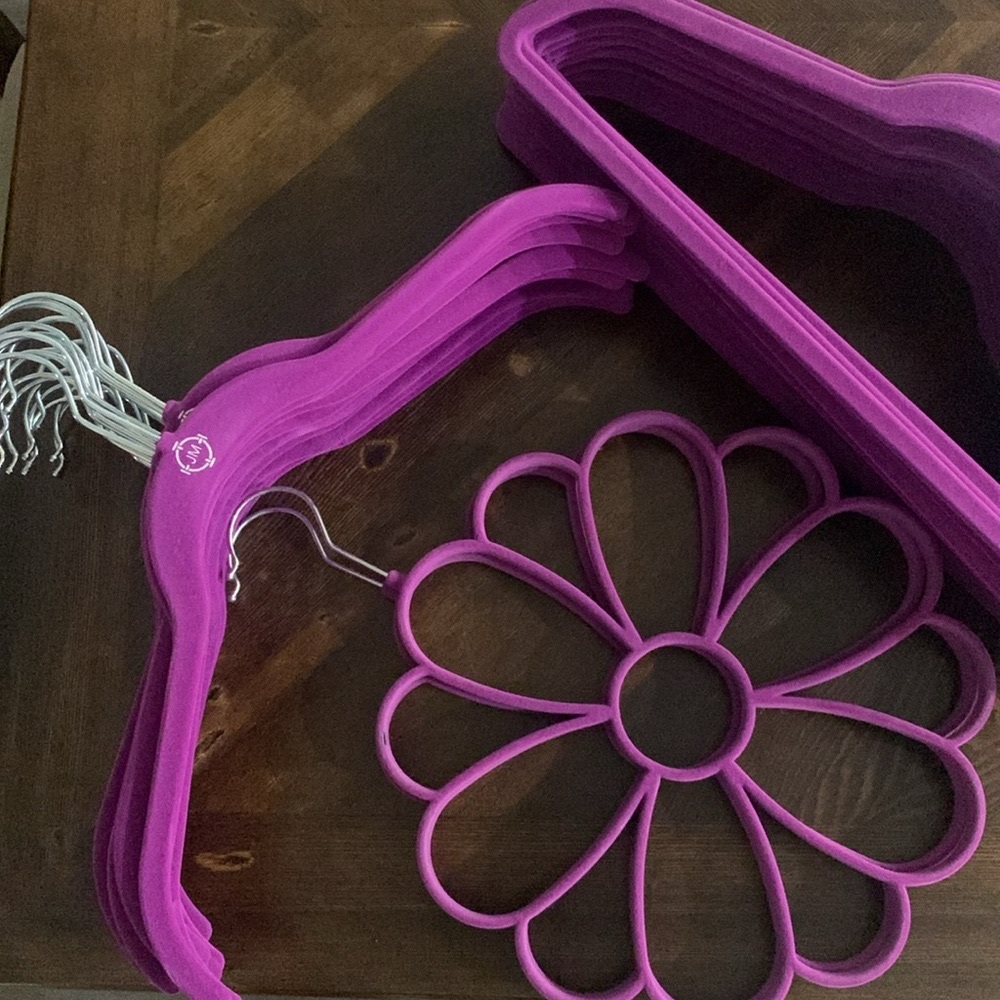 Joy Mangano felt hangers with some fading wear shades of orchid silver hardware - Picture 2 of 5